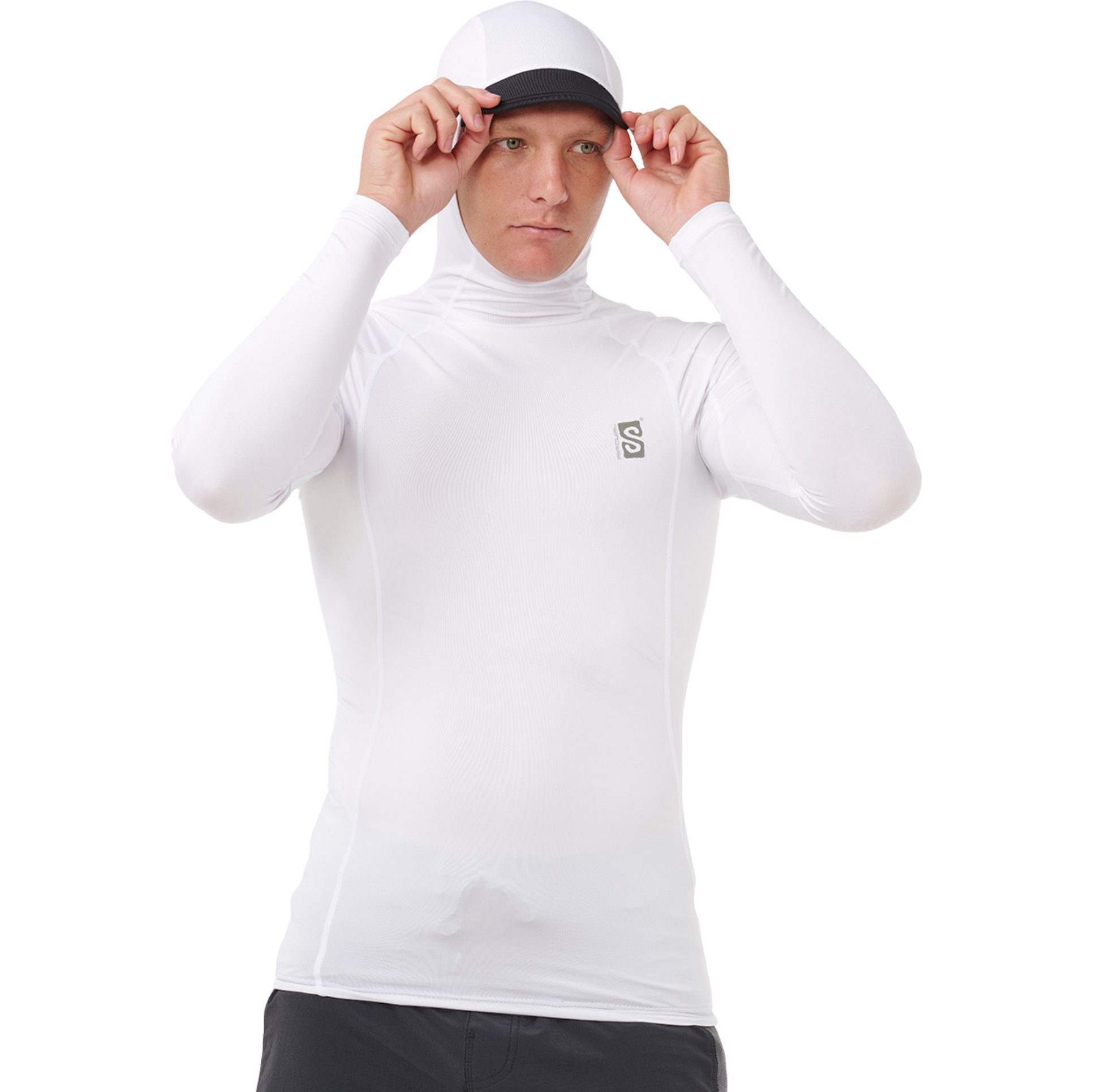 2026 Rip Curl Mens S-Series UPF Perf Long Sleeve Hooded Rash Vest 18CMRV - White